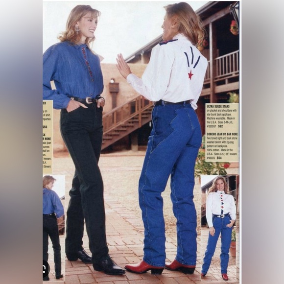 #23 Vintage Rocky Mountain Bareback Rodeo Rider Cowgirl  
Black Denim Jeans - Picture 12 of 12
